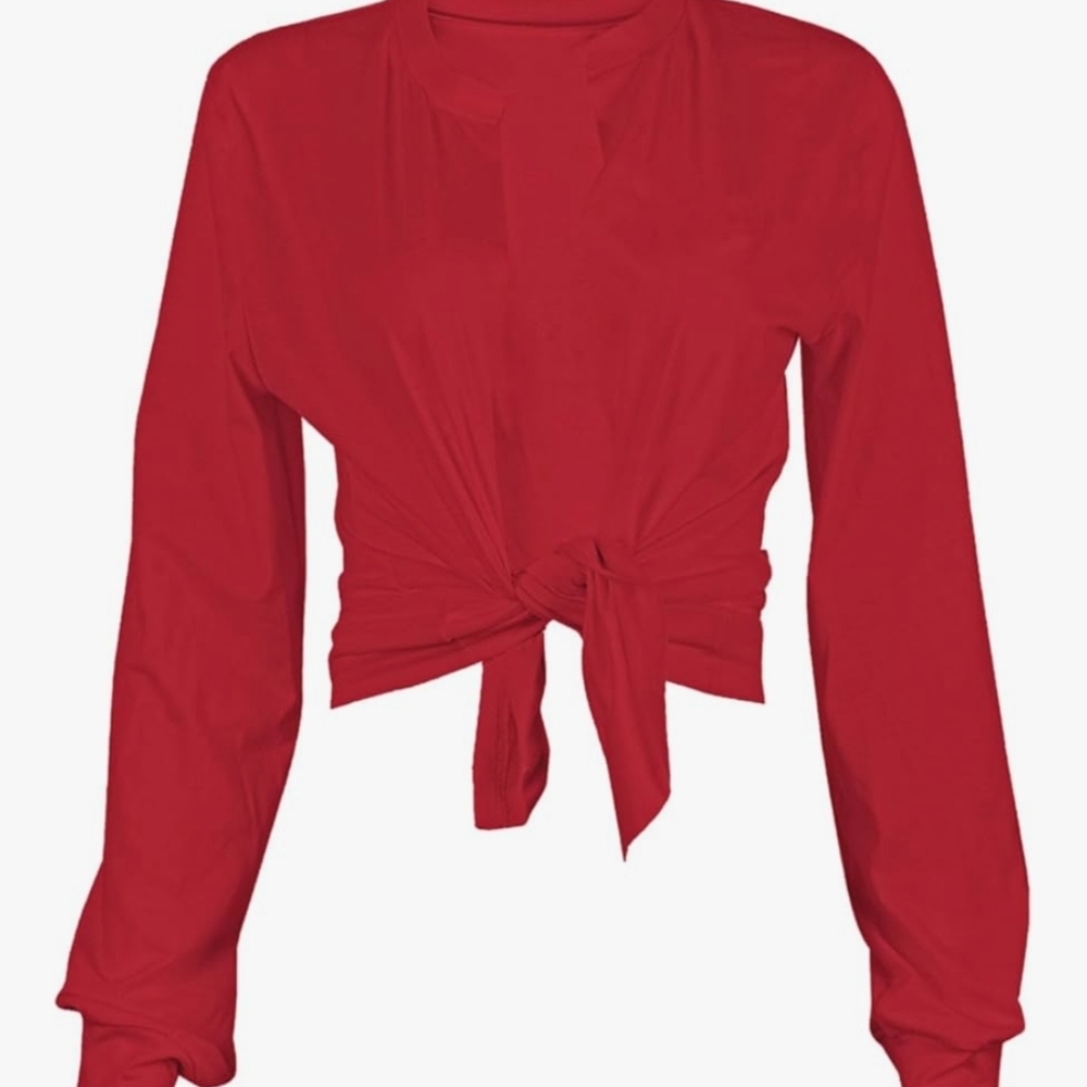Red Women's Crop Top - Picture 3 of 7